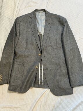 JKT New York silk Men's Gray Blazer - soft Tailored Two-Button Jacket 42r